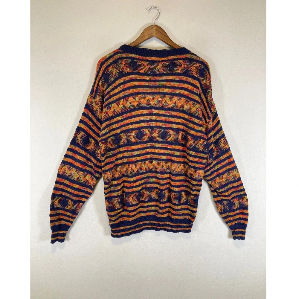 Vintage Tony Lambert Women‎ Med Multi Color Geometric Knit Coogi Style Sweater